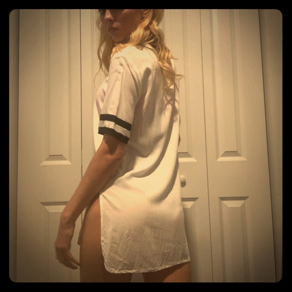 Mini shirt dress with side slits